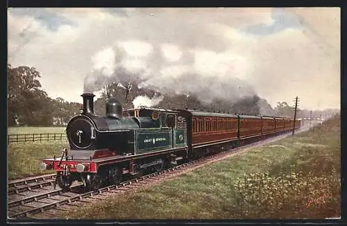 Künstler-AK englische Eisenbahn der Gesellschaft Great Central, Chesham Train near Northwood