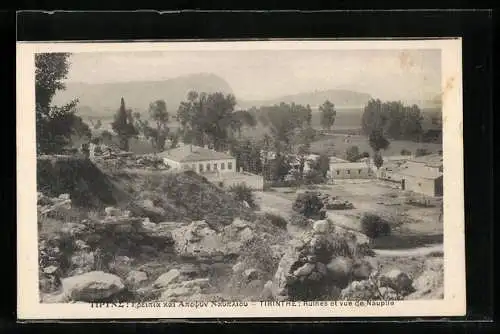 AK Tirinthe, Ruines et vue de Nauplie