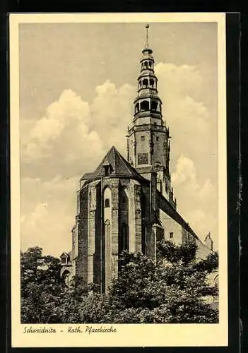 AK Schweidnitz, Kath. Pfarrkirche, Rückansicht