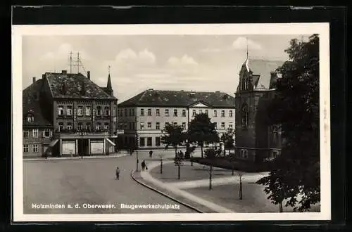 AK Holzminden, Baugewerkschulplatz mit Hotel Buntrück