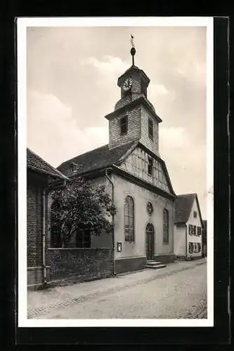AK Walldorf / Hessen, Evangelische Kirche mit Strassenpartie