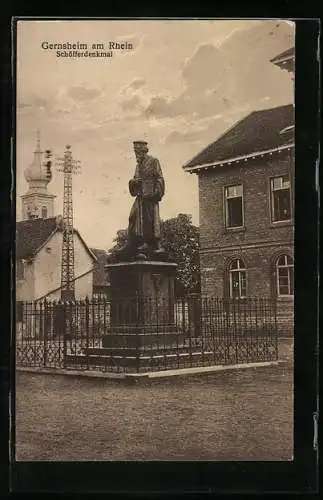 AK Gernsheim am Rhein, Schöfferdenkmal