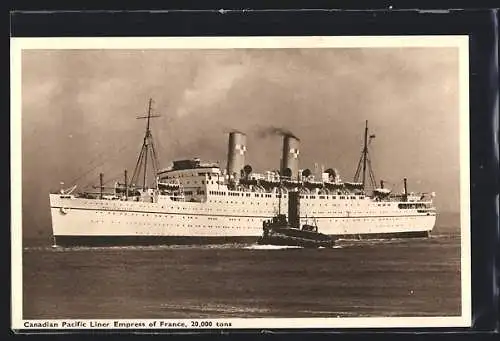 AK Passagierschiff Empress of France, Canadian Pacific Liner auf hoher See