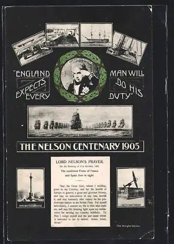 AK The Nelson Centenary 1905, Lord Nelson`s Prayer, Nelson Monument