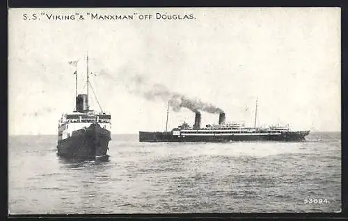 AK Steamer SS Viking & Manxman off Douglas