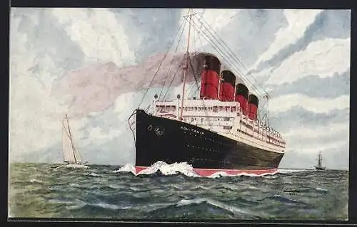 Künstler-AK RMS Aquitania der Cunard Line