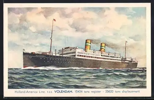 Künstler-AK Holland-America Line T.S.S. Volendam