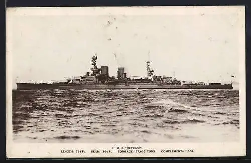 AK Britisches Kriegsschiff HMS Repulse aus der Ferne