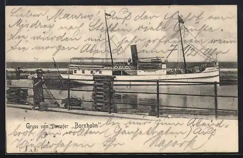 AK Dampfer Bornholm im Hafen