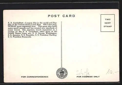 AK SS Leviathan der United States Lines