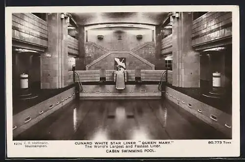 AK Passagierschiff RMS Queen Mary Cabin Swimming Pool