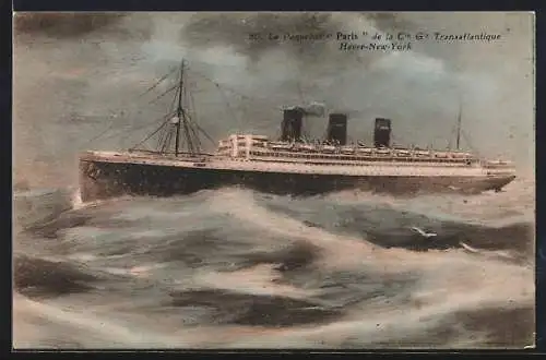 Künstler-AK Le Paquebot Paris de la Cie Gle Transatlantique