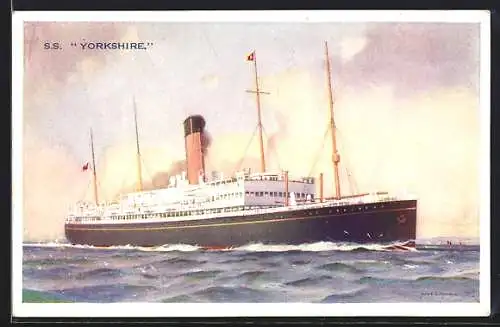 Künstler-AK Passagierschiff SS Yorkshire in voller Fahrt