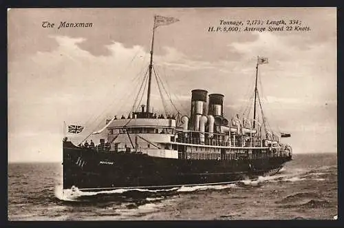 AK Passagierschiff The Manxman in voller Fahrt