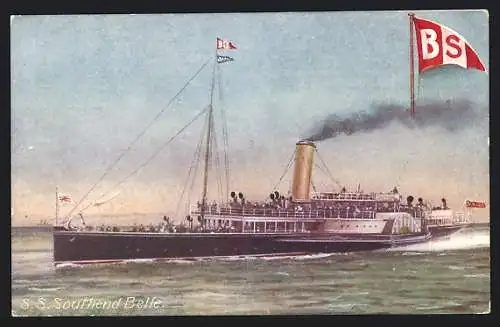 Künstler-AK Passagierschiff SS Southend Belle in Fahrt