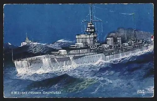 Künstler-AK HM Light Cruiser Dauntless