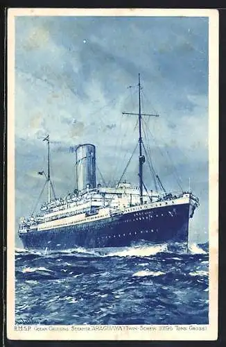 Künstler-AK Passagierschiff RMS Araguaya auf See