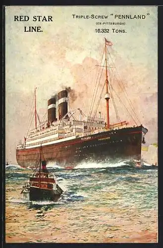 AK Passagierschiff Pennland in voller Fahrt