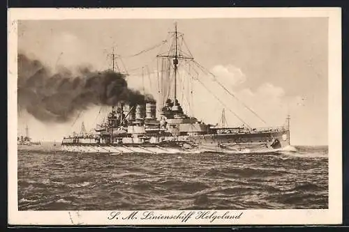 AK Linienschiff SMS Helgoland auf See