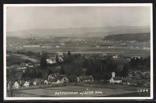 AK Pottschach a. Südb., Panorama mit Kirche