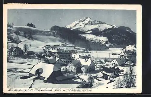 AK Wienerbruck /N.-Oe., Ortspartie mit Oetscher im Schnee