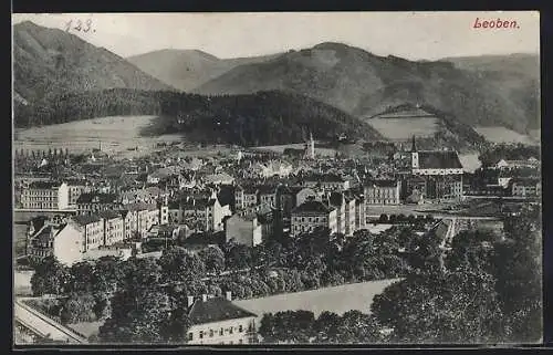 AK Leoben, Teilansicht mit Kirche