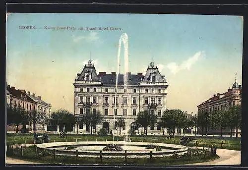 AK Leoben, Kaiser Josef-Platz mit Grand Hotel Gärner