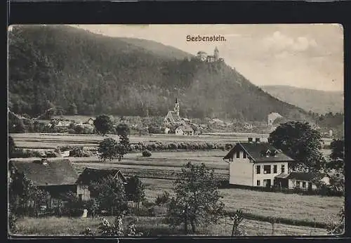 AK Seebenstein, Ortsansicht mit Blick zum Schloss