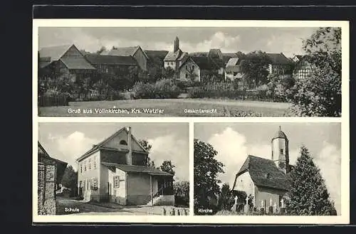 AK Vollnkirchen /Wetzlar, Gesamtansicht, Schule, Kirche