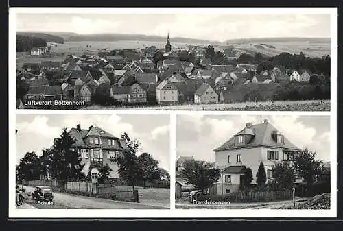 AK Bottenhorn, Ortsansicht, Schule, Fremdenpension