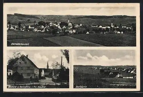 AK Geroldshausen / Wolnzach, Bäckerei F. Häussler, Dorfpartie, Gesamtansicht