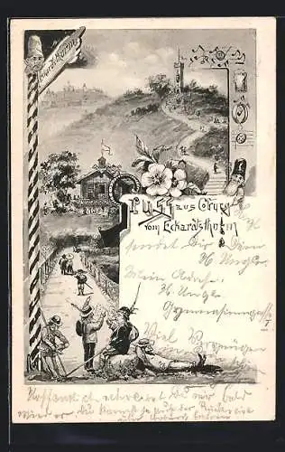 Lithographie Coburg, Blick auf den Eckardtsthurm