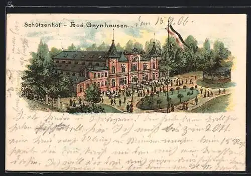 Lithographie Bad Oeynhausen, Restaurant Schützenhof aus der Vogelschau