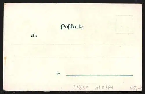 Lithographie Edenhall b. Aerzen, Bahnhofs-Restaurant v. Möller, Garten mit Weiher