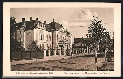 AK Hermannstadt, Schewisgasse, Korpskommandanten-Palais