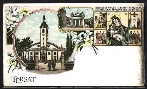 Lithographie Fiume, Tersat, KIrche, Madonna