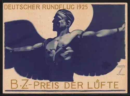 Künstler-AK Ludwig Hohlwein: B.Z.-Preis der Lüfte 1925, Deutscher Rundflug 1925