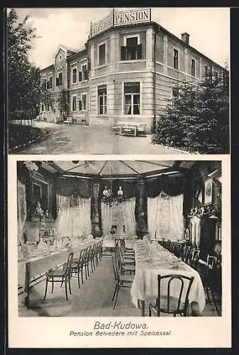 AK Bad-Kudowa, Pension Belvedere mit Speisesaal