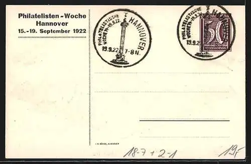 Künstler-AK Hannover, Philatelisten-Woche 1922, Stadtpanorama im Scherenschnitt, Ganzsache