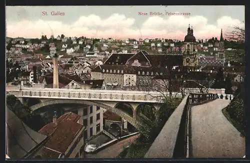 AK St. Gallen, Neue Brücke, Felsenstrasse