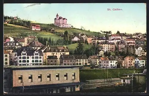 AK St. Gallen, Ortsansicht am Berg