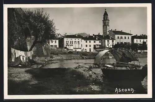 AK Ascona, Teilansicht mit Kirche