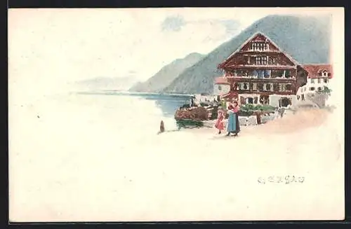 Künstler-AK Gersau, Hotel am Vierwaldstättersee