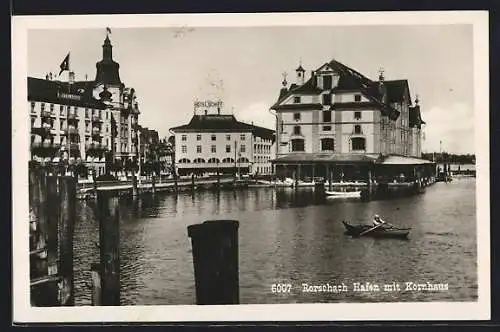 AK Rorschach, Hafen mit Kornhaus und Hotel Schiff