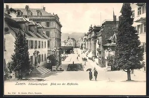 AK Luzern, Schweizerhofquai, Blick von der Hofkirche