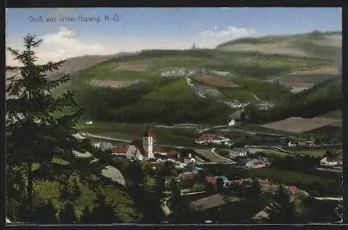 AK Unter-Aspang, Totalansicht von einem Berg aus