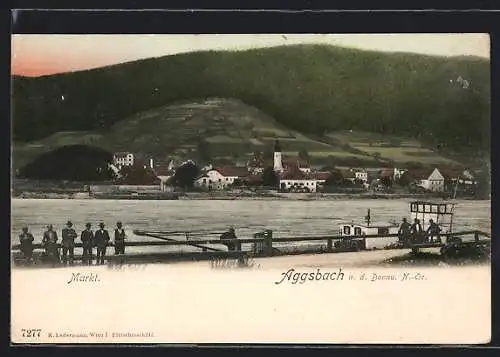 AK Aggsbach a. d. Donau, Ortsansicht über die Donau