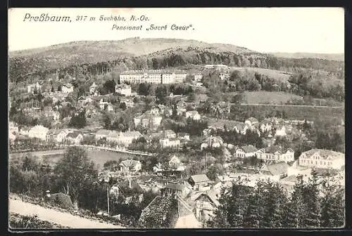 AK Pressbaum, Ortsansicht mit Pensionat Sacré Coeur