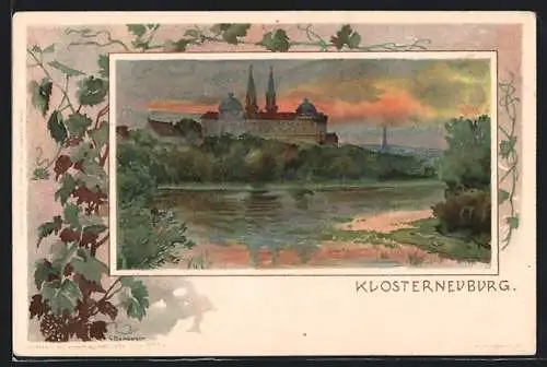 Lithographie Klosterneuburg, Stift im Abendrot