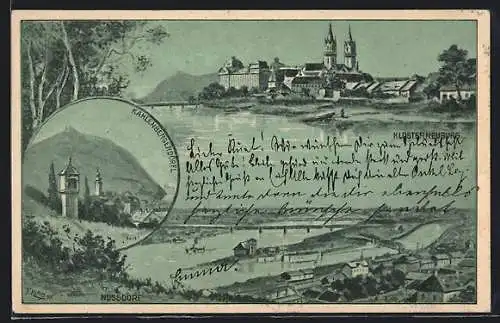 AK Klosterneuburg, Panorama, Nussdorf und Kahlenbergerdörfl